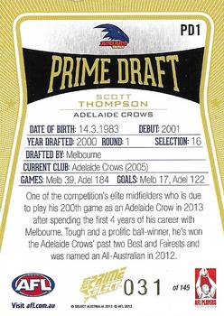 2013 Select Prime AFL - Prime Draft #PD1 Scott Thompson Back